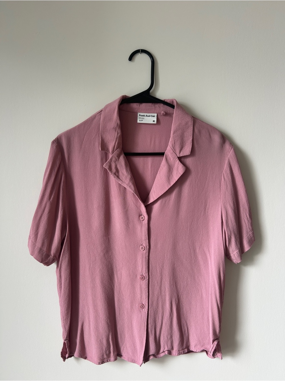 Frank & Oak Dusty Pink Short-Sleeve Button-Down Shirt